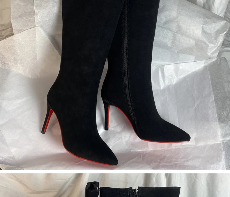 Women Pole Knee High Designer Boots – Sexy Leather High Heel