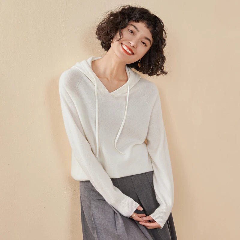 Women's 100% Cashmere Hooded Sweater