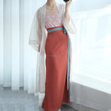 Song Dynasty Hanfu retro three-piece outfit for women, featuring elegant pastel colors and a flowing design.