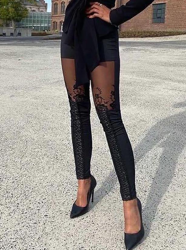 Women Sheer Lace Trousers