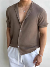 Men Short Sleeve Cardigan Knit