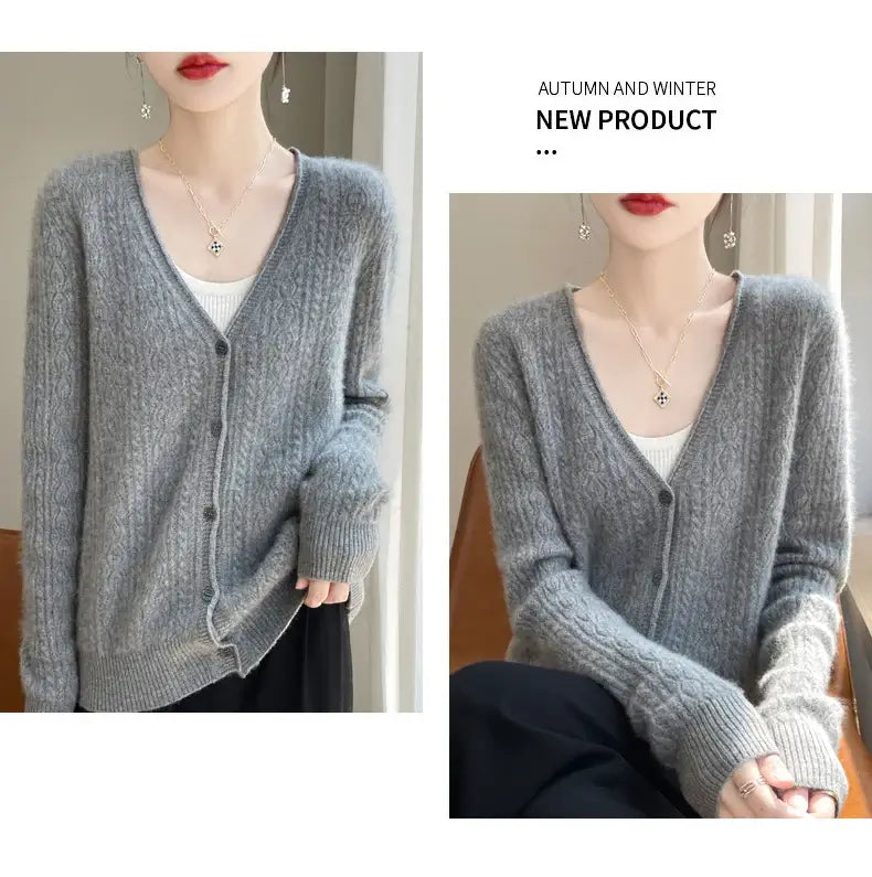 Women Merino Wool Cashmere Cardigan