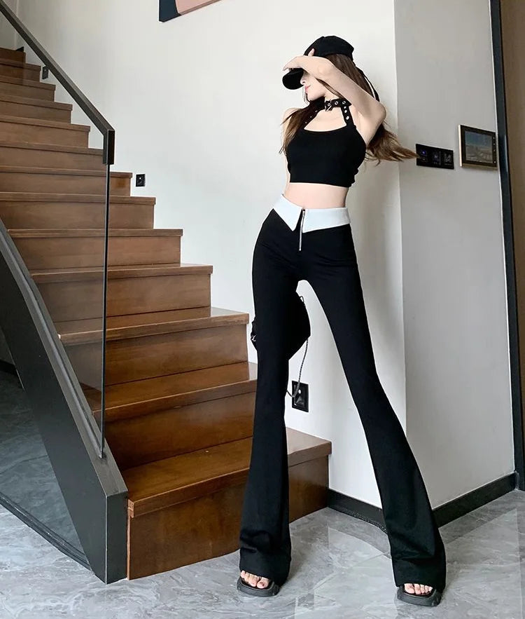 Women Flare Zipper Leggings