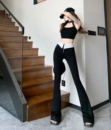 Women Flare Zipper Leggings