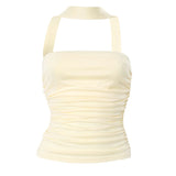 Strapless Pleated Hanging Neck Tank Top