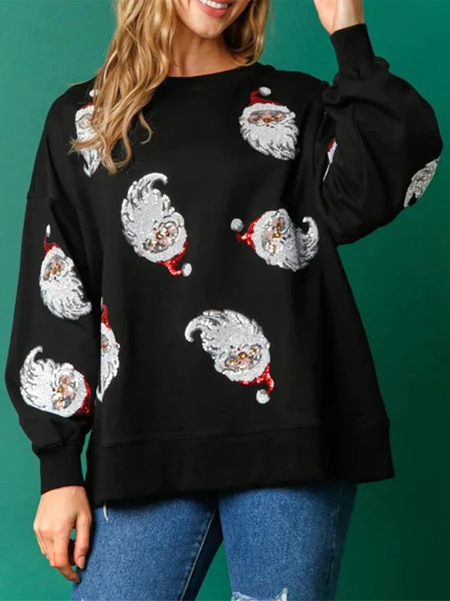 Women's Santa Claus Sequin Sweatshirt