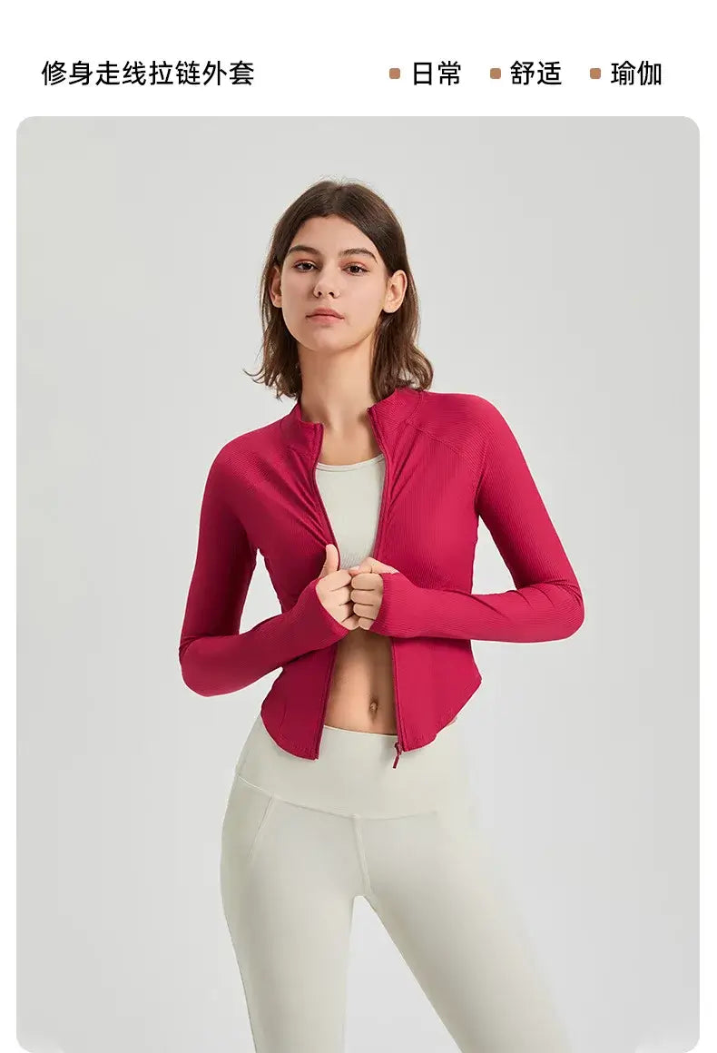 Women Zipper Slim Yoga Sports Jacket