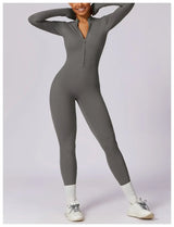 Women Fitness Zipper Long Sleeve Jumpsuit