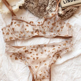 Women Mesh Heart Lingerie Set