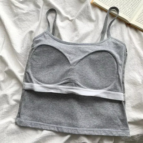 CottoForm™ padded cotton camisole in grey, featuring a slim fit and sleeveless summer design.