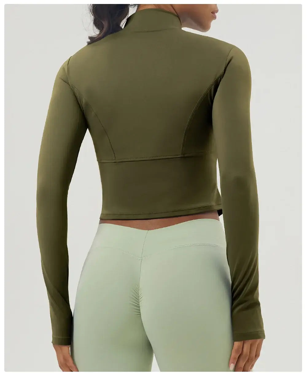Women Slim Fit Zipper Yoga Top Jacket