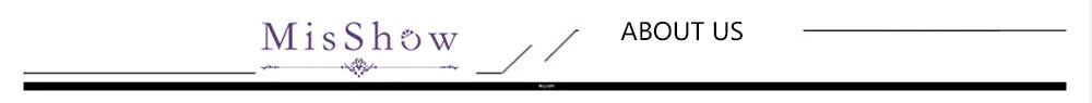 MisShow brand logo and 'About Us' banner for fashion details and company information.