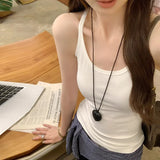 Basic Ribbed O-Neck Camisole Tank Top