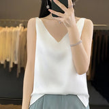 Ice Silk Satin V‑Neck Camisole Crop Top