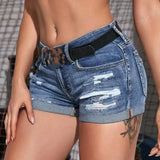 Women's Mid Waist Denim Shorts for Summer Beach Style