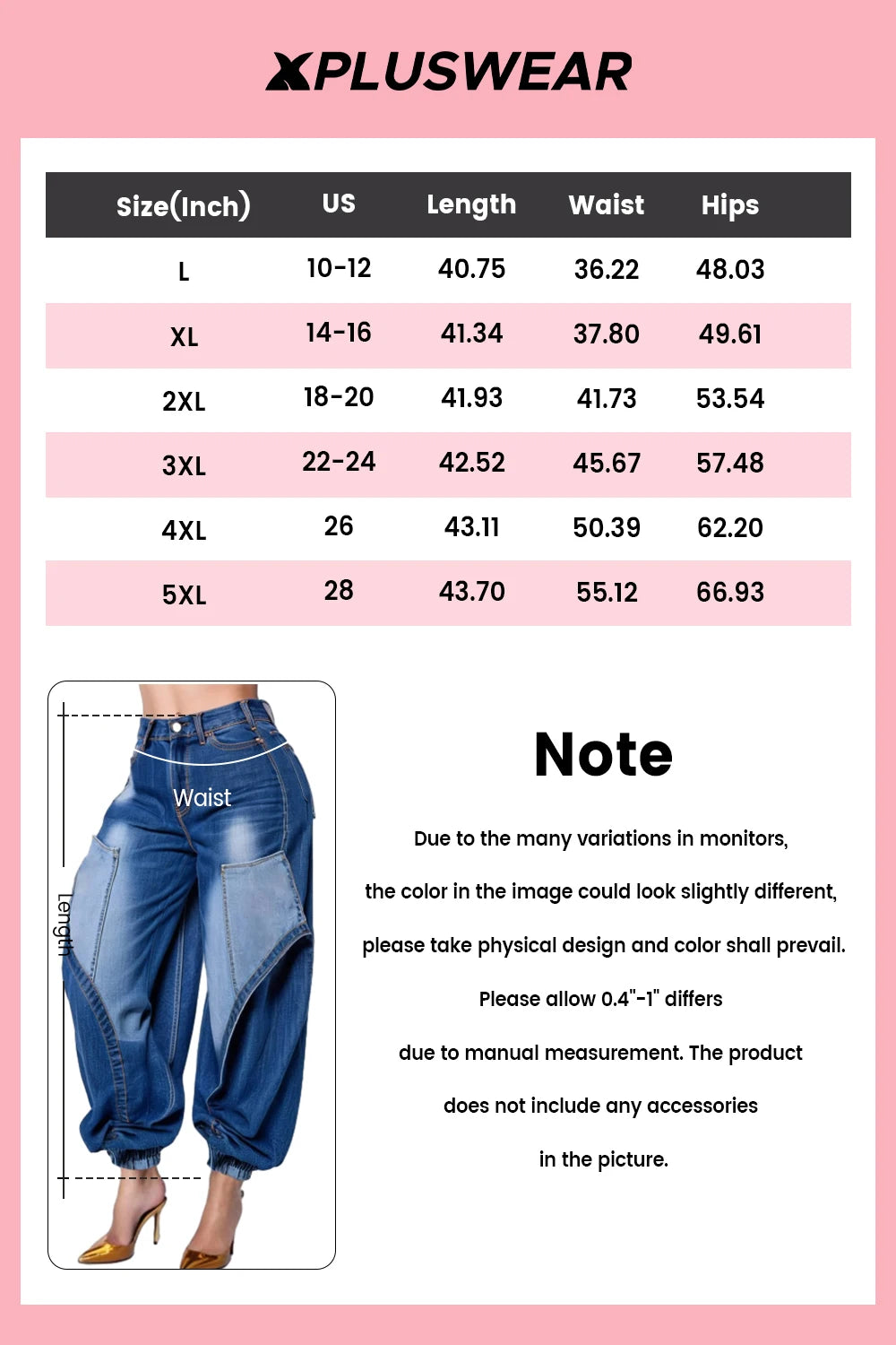 Women Plus Size Jogging Denim Jeans