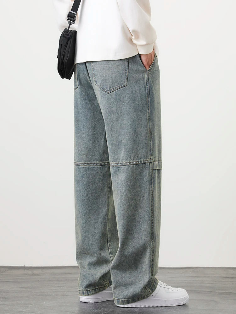 Men Retro Wide Leg Jeans