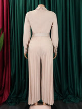 MaxiFit™ – Belted Button Maxi Office Jumpsuit (Work Chic, Waist-Defining & Longline)