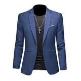 Men Slim Fit Single Button Blazer