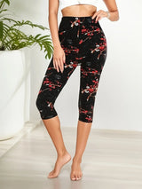 Women Floral Print Cropped Leggings