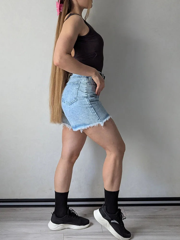 Women's Blue Casual Denim Shorts