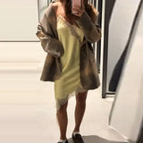 Women Lace Patchwork Dress Jacket Set