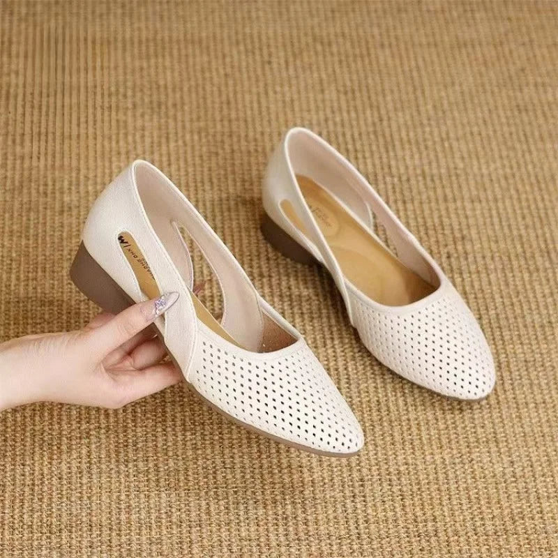Perforated Pointed Toe Pumps – Breathable & Stylish 2025