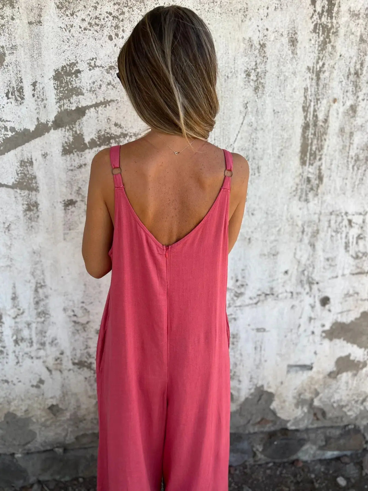 ZenFit™ – V-Neck Wide Leg Sleeveless Jumpsuit (Minimal, Cool & Flexible)