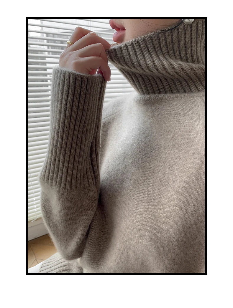 Women's Loose Turtleneck Cashmere Sweater