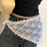 Women Embroidered Lace Mini Apron Skirt