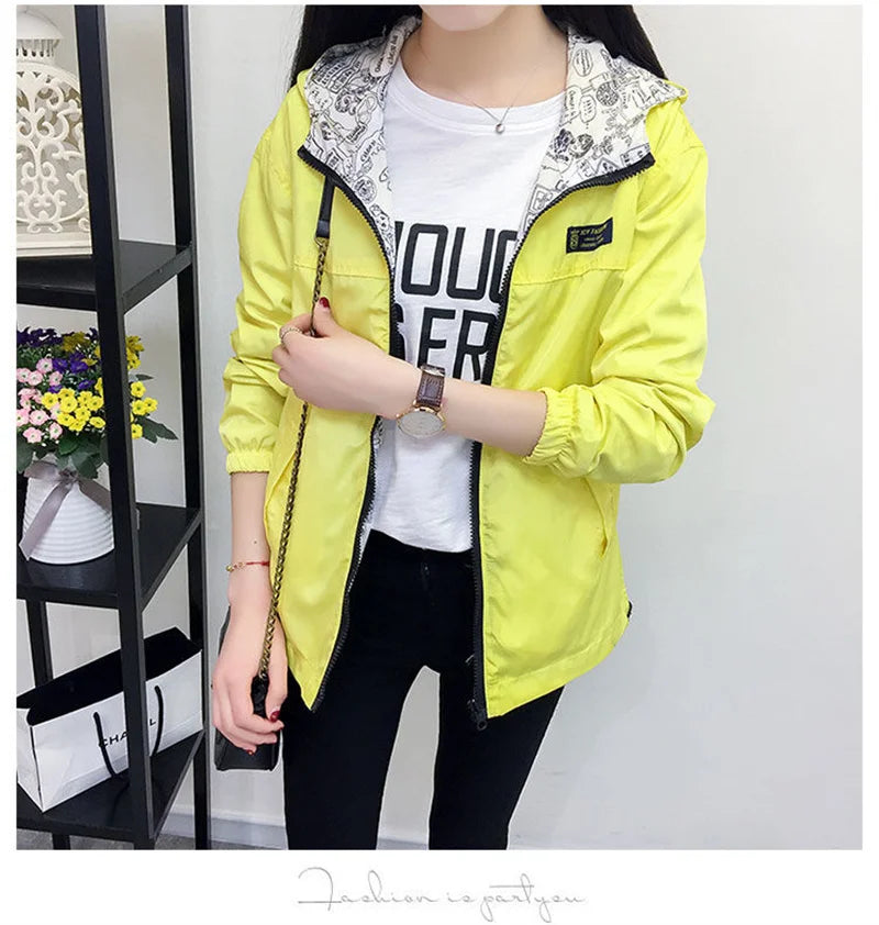 Double-Sided Women's Trench Coat – Hooded Spring Autumn Windbreaker