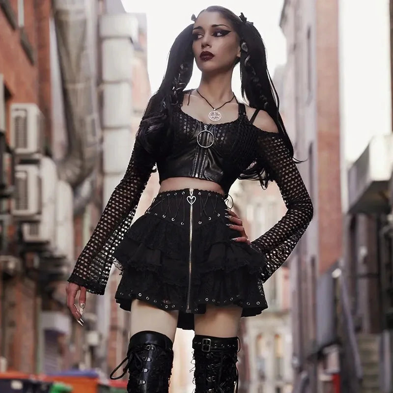 Women Zipper Gothic Mini Skirt