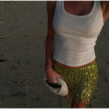 Women Sequin Tassel Party Skirt