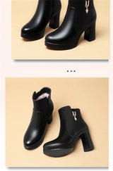 Women Warm Wool High Heel Ankle Boots – Winter Fashion