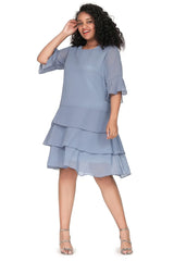 Women Tiered A-Line Chiffon Dress