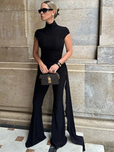 AzureMuse™ – Blue Turtleneck Party Jumpsuit (Classy, Cozy & Sleek)