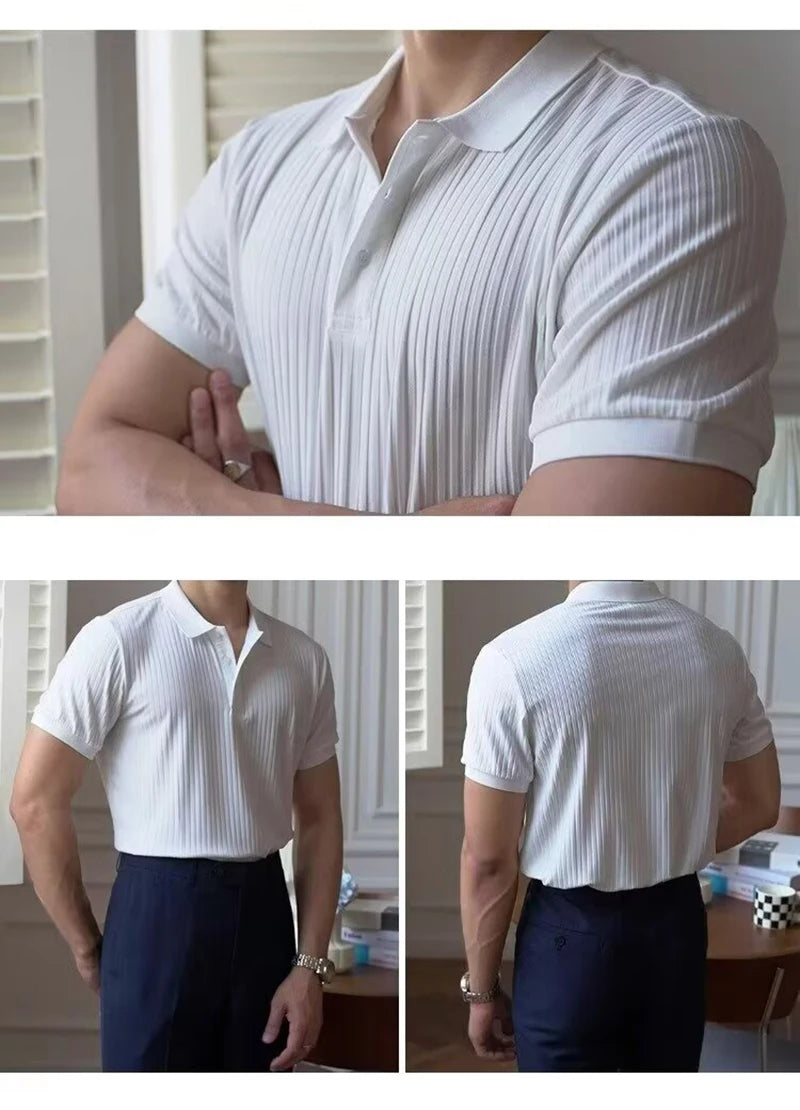 Men Stripe Polo Shirt