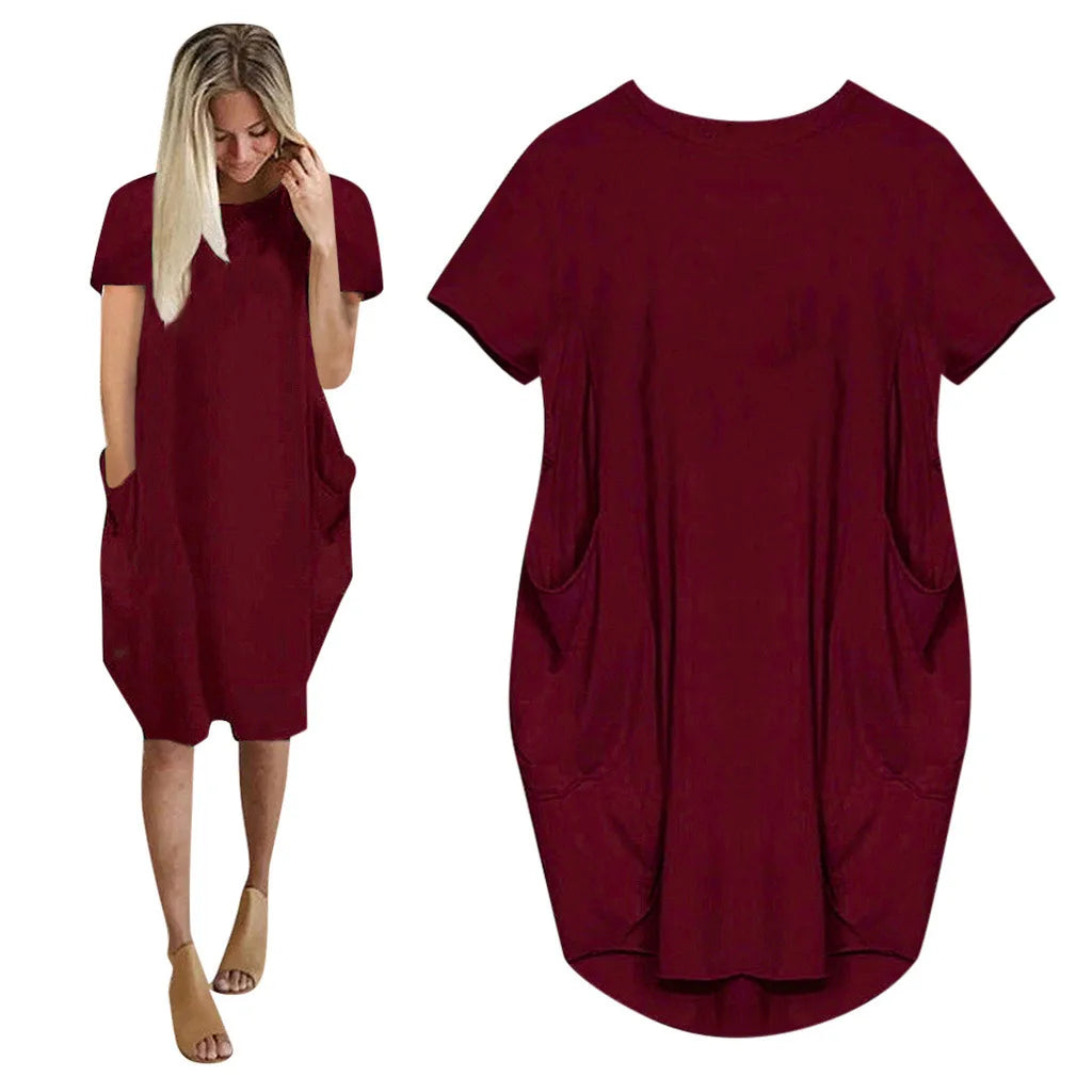 Women Casual Loose Cotton Dress