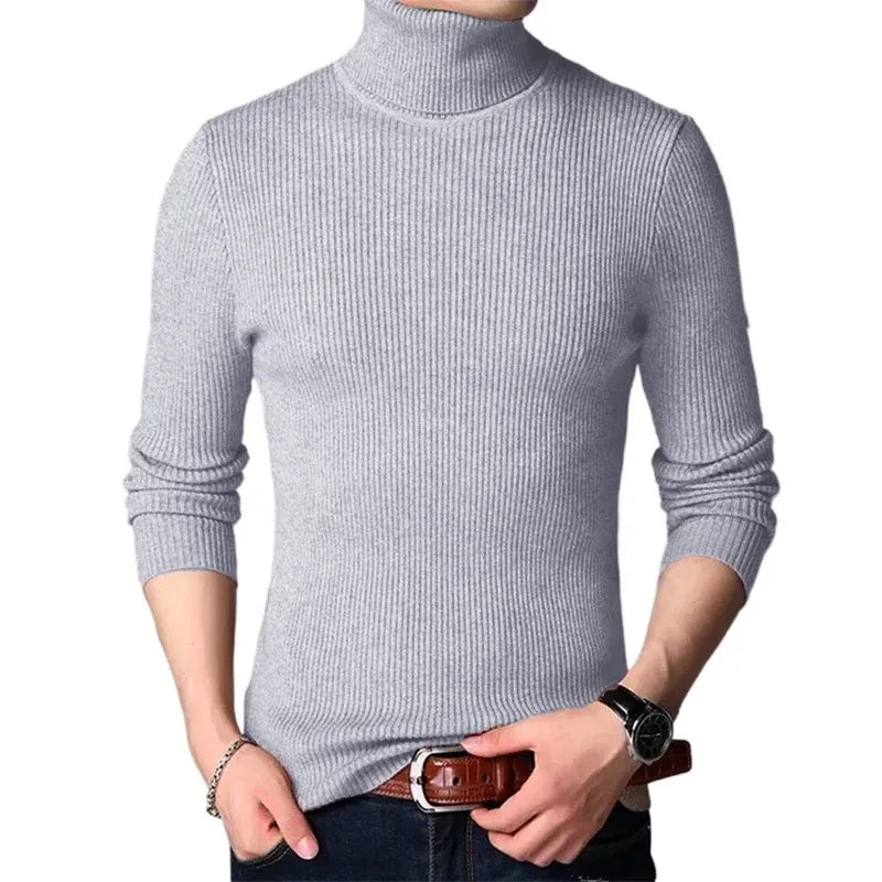 Men's Oversized Striped Turtleneck Sweater