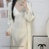 Women Satin Robe Nighty Set