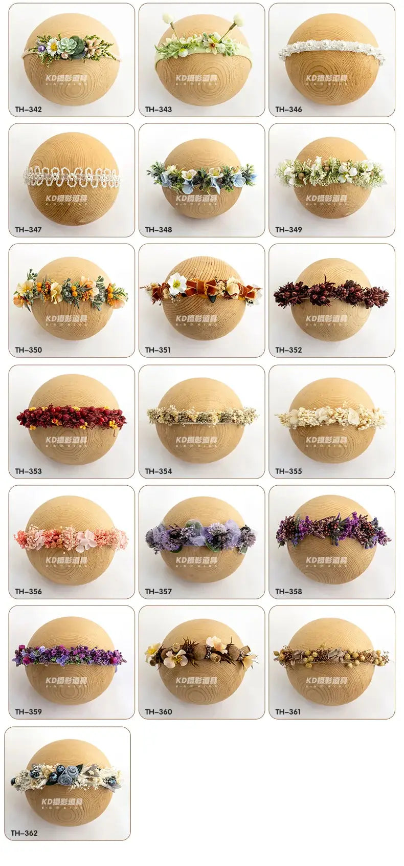 Variety of adjustable faux flower headbands for newborn photography, perfect for girls aged 0-6 months.