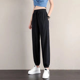 Women Ice Silk Drawstring Pants