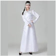Traditional Mongolian Ethnic Women's Dress in white, showcasing cultural heritage with elegant design.