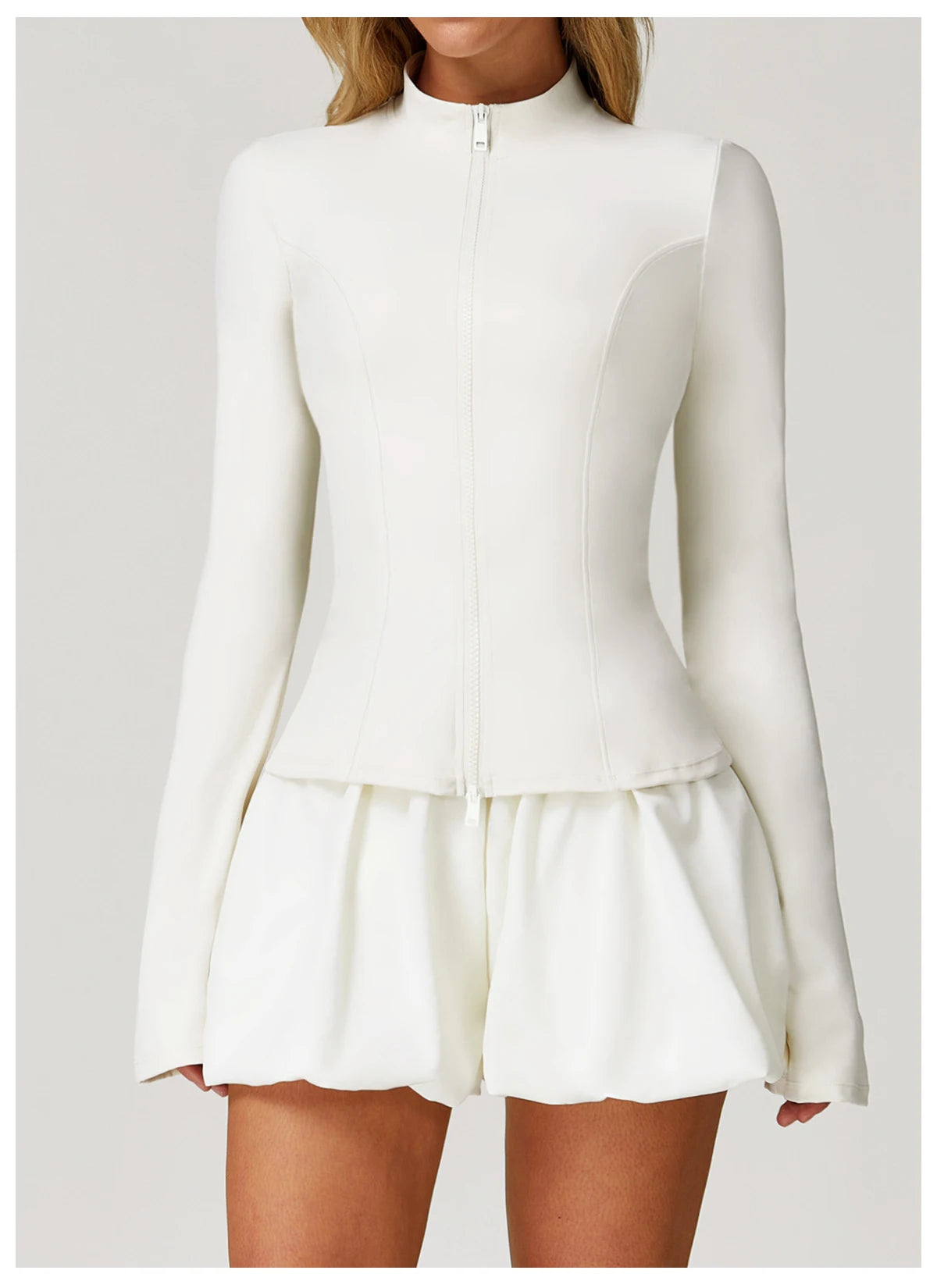 Women's Standing Collar Long Sleeve Yoga Jacket – Summer Training Top