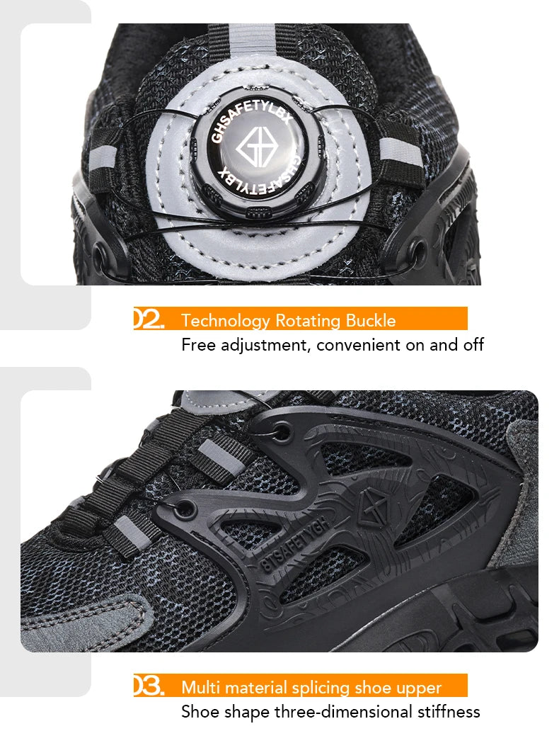 Women Safety Shoes Reflective Steel Toe Sneakers