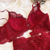 Women Hollow Lace Bra Set