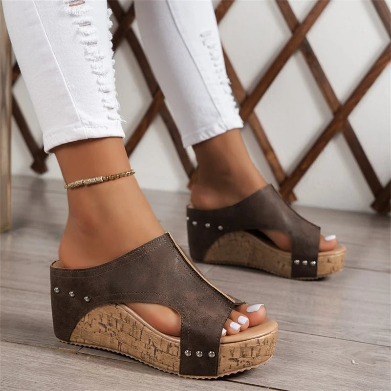 Women Elegant Wedge Sandals Casual Slides