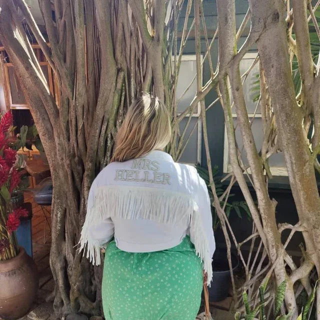 Personalised Pearl Denim Jacket for Bachelorette Party