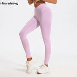 Hearuisavy Cross Waist Push-Up Yoga Leggings – High Waist Gym Pants