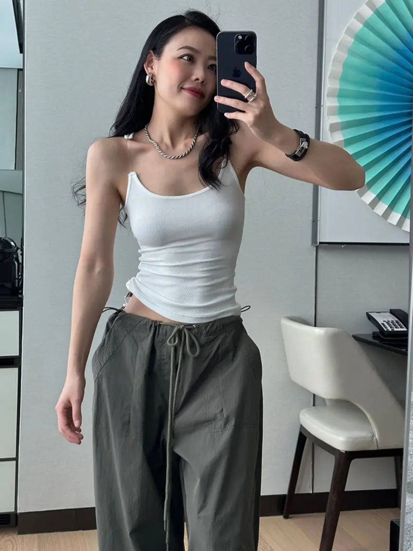 Women Ribbed Strap Tank Top